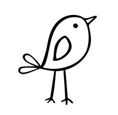 a black and white drawing of a bird