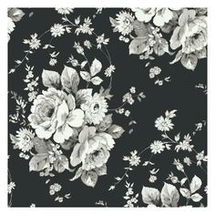 a black and white photo of flowers on a dark background that is very similar to the wallpaper