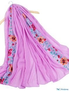 OrcaJump - Womens Plain Embroidered Floral Viscose Shawl Scarf from Indian Bandana Print Cotton Scarves and Wraps Soft F Summer Pink Floral Print Dupatta, Bohemian Dupatta With Embroidered Border For Spring, Summer Dupatta With Multicolor Embroidery, Bohemian Floral Embroidered Dupatta For Summer, Bohemian Floral Embroidered Summer Dupatta, Summer Bohemian Floral Embroidered Dupatta, Spring Pink Embroidered Dupatta Fabric, Pink Dupatta For Summer Festival, Embroidered Pink Dupatta For Summer