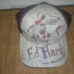 Brand New Never Worn And No Damage Adjustable Hat Cap Ed Hardy Hat, Early 2000s Outfits, Vintage Trucker Hats, 2000s Outfits, Ed Hardy, Adjustable Hat, Trucker Hat, Women Accessories, Brand New