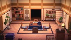 25 Living Room Ideas For Animal Crossing: New Horizons – FandomSpot Japanese Homes Interior, Tradition Japanese House, Acnh Japanese Home Ideas, Acnh Japanese Interior Designs, Japanese Acnh Design, Acnh Japanese Home Interior, Animal Crossing Traditional Japanese, Traditional Japanese House Aesthetic