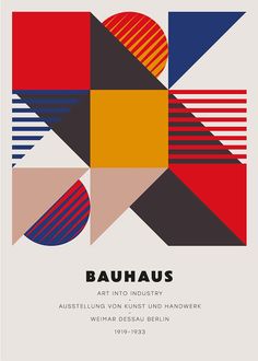 the cover of bauhus's art - into - industry exhibition, featuring an abstract