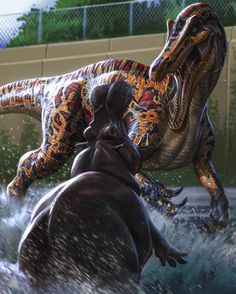 Suchomimus Art, Paleoart Dinosaurs, Spinosaurus Art, Prehistoric Animals Dinosaurs, Prehistoric Wildlife, Dinosaur Pictures