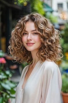 Middle Part Curly Hairstyles, Curly Hair Middle Part, Curly Balayage Hair, Middle Part Curly Hair, Shoulder Length Curly Hair, Bob Haircut Curly, Balayage Technique