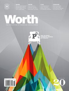 the front cover of worth magazine with colorful mountain and sheep on it's peak