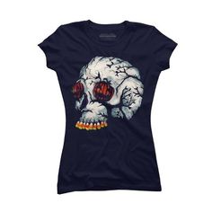 Channel your inner artist with the Halloween Skull premium ring spun cotton graphic Juniors' T Shirt created by LVBArt for Design By Humans. It's time to add a pop of color, a splash of humor, and a whole lot of creativity to your day with apparel designed by one of our global artists. We're here to help you find that perfect you style! Get into the Halloween spirit with this spooky design! Horror Style Skull Print Crew Neck T-shirt, Horror Skull Print Crew Neck T-shirt, Horror Crew Neck T-shirt With Skull Print, Halloween Band Merch T-shirt With Skull Print, Halloween Fan Merchandise T-shirt With Skull Print, Halloween T-shirt With Skull Front Print, Halloween Horror Skull Print T-shirt, Cotton Horror T-shirt With Skull Print, Halloween Skull Print Top For Fan Merchandise