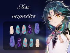 Genshin Acrylic Nails, Anime Nail Art Designs