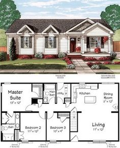 the floor plan for a small house with two bedroom and an attached living area, is shown