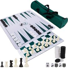 the backgamzer is set up to play chess with pieces in front of it