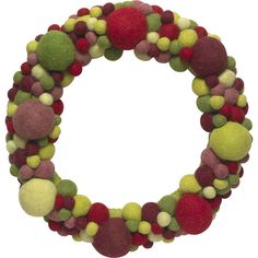 a wreath made out of pom - poms is shown on a white background