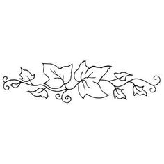 a line drawing of leaves and swirls on a white background with the word,