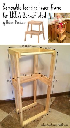 the instructions for how to make a wooden stool with legs and backrests are shown