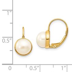 Product Weight Weighs approximately 0.83 grams. Product Dimensions Length of item : 15 mm Width of item : 7 mm Features - 14k Yellow gold - Leverback - Freshwater cultured pearl Product Specifications - Material : Primary - Purity : 14K - Finish : Polished - Stone Type_1 : Pearl - Stone Color_1 : White - Length of Item : 15 mm - Feature : Hollow - Manufacturing Process : Die Struck - Material : Primary : Gold - Completeness : Complete (all stones included) - Stone Treatment_1 : Bleaching - Width of Item : 7 mm - Product Type : Jewelry - Jewelry Type : Earrings - Sold By Unit : Pair - Gender : Women's - Material : Primary - Color : Yellow - Earring Closure : Leverback - Earring Type : Drop & Dangle - Pearl Type_1 : Freshwater - Stone Creation Method_1 : Cultured Cultured Stone, Yellow Earrings, Leverback Earrings, Pearl Types, Magnetic Bracelet, Fine Jewelry Gift, Selling Jewelry, Pearl Drop, Gold Material