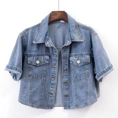 Lady Denim Shirt Coat Tops Short Sleeve Denim Jacket Button-Down Crop Jean Coat This item is only for one jacket, other accessories are not included. Please account for a difference of less than 1 inch due to variations in measurement methods. Size:S, M, L, XL, XXL, 3XL. Real Size Infomation       Unit:cm/inch      1Inch=2.54cm [Size S , Length 43/16.9 , Shoulder 34/13.4 , Bust 88/34.6 , Sleeve 19/7.5 ] [Size M , Length 44/17.3 , Shoulder 35/13.8 , Bust 92/36.2 , Sleeve 20/7.9 ] [Size L , Length 45/17.7 , Shoulder 36/14.2 , Bust 96/37.8 , Sleeve 21/8.3 ] [Size XL , Length 46/18.1 , Shoulder 37/14.6 , Bust 100/39.4 , Sleeve 22/8.7 ] [Size XXL , Length 47/18.5 , Shoulder 38/15.0 , Bust 104/40.9 , Sleeve 23/9.1 ] [Size 3XL , Length 48/18.9 , Shoulder 39/15.4 , Bust 108/42.5 , Sleeve 24/9.4 ] Short Sleeve Denim Jacket, Marble Crystal, 2023 Color, Womens Denim Shirt, Tops Short Sleeve, Deco Decor, Cross Border, Denim Jacket Women, Denim Coat