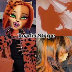 an image of different hair styles and colors in the same photo with caption that reads toralef stripe