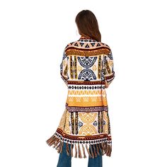 Ethnic retro tassel cardigan sweater knitted coat new loose long sleeve bohemian style Winter Long Sleeve Outerwear With Tassels, Winter Outerwear With Tassels And Long Sleeves, Bohemian Fringe Outerwear For Fall, Bohemian Long Sleeve Fringe Outerwear, Bohemian Fall Outerwear With Tassels, Oversized Bohemian Outerwear With Fringe, Fall Tassel Long Sleeve Sweater, Bohemian Fringe Sweater For Spring, Bohemian Spring Sweater With Fringe