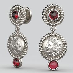 Discover our exquisite Made in Italy Dangle Earrings, crafted with meticulous artistry in either 14k or 18k gold and adorned with stunning natural Garnet cabochons ( 4 mm). Inspired by the grandeur of ancient Greece, these earrings feature a captivating reproduction of an ancient Greek coin, portraying the heroic Head of Herakles proudly donning the iconic lion skin. 14k or 18k gold Made in Italy Length 32 mm, Width 14 mm Luxury Formal Clip-on Earrings With Cabochon, Luxury Cabochon Clip-on Earrings For Formal Occasions, Luxury Polished Clip-on Earrings For Formal Occasions, Luxury Sterling Silver Drop Earrings, Formal Cabochon Earrings In Fine Jewelry Style, Elegant Yellow Gold Jewelry With Cabochon, Formal Cabochon Fine Jewelry Earrings, Elegant Yellow Gold Cabochon Jewelry, Luxury Round Cabochon Clip-on Earrings