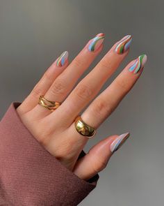 Hippie Nails, Trendy Nail Art Designs, Simple Gel Nails, Stiletto Nails Designs, Almond Acrylic Nails, Nails Only, Chic Nails