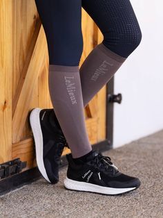 Made from a flexible four-way stretch fabric, the LeMieux Competition Socks are ultra-light and breathable, with a low profile stretch upper that minimises the impact on long boots. 
The soft, closely-woven seamless fabric reduces bulk and offers exceptional support and stability, keeping toes comfortable in and out of the saddle.
Designed with maximum comfort, cutting-edge design and proven performance in mind, these competition socks are a must for any competing rider. Long Boots, Edge Design, Low Profile, 2 Pack, Stretch Fabric, Walnut, Tights, Socks, Couture