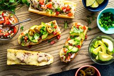 several different types of food on a wooden table