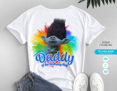 a t - shirt with the words daddy and an image of a troll on it