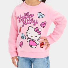 Hello Kitty Sweatshirt Girl Size 2t New With Tag Attached Please Inquire About Splitting Or Creating A Bundle With Anything You See On My Page. Thank You For Looking ! Hello Kitty Heart, Hello Kitty Shirts, Sanrio Clothes, Hello Kitty School, Hello Kitty Hoodie, Hello Kitty Sweatshirt, Heart Graphics, Hello Kitty Bow, Sweatshirt Girl