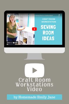 the craft room workstations video is displayed in front of a computer screen with an image of a woman