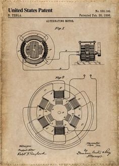 an old paper with some type of electrical device on the front and side, as well as