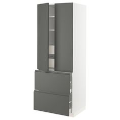 a white and grey cabinet with two drawers