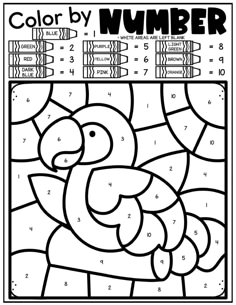 the color by number turkey is shown in black and white