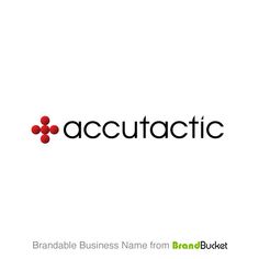 the logo for accutactic is shown in black and red on a white background