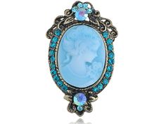 PRICES MAY VARY. Features - brooch featuring cameo designwith light blue colored rhinestones and painted enamel on a sky blue colored stone. Versatile jewelry - great as a gift for many occasions, nice gift to a friend or family member. Easy to convert to pendant necklace style. This versatile brooch Features a back loop, making it convertible to a necklace if you wish to wear it another way. Just add your favorite chain (not included) through the loop and you'll have another way to wear and sho Rhinestone Fashion, Versatile Jewelry, Discount Jewelry, Classic Jewelry, Blue Rhinestones, Trendy Accessories, Blue Crystals, Crystal Rhinestone, Style Vintage