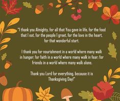 a thanksgiving poem with autumn leaves and pumpkins