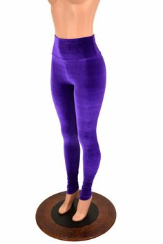 Purple Stretch Velvet High Waist Leggings - 155464 Purple Fitted Full-length Tights, Purple Fitted Full Length Tights, Fitted Full Length Purple Tights, Purple Stretch Tights For Winter, Stretch Velvet Full-length Bottoms, Stretch Velvet Full Length Bottoms, Full Length Velvet Stretch Bottoms, Purple Stretch Winter Tights, Winter Stretch Purple Tights