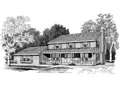 a black and white drawing of a house