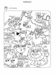 an animal worksheet for kids to learn how to write and color with animals