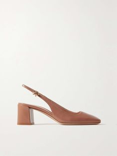 GIANVITO ROSSI Nuit 55 glossed-leather slingback pumps Rossi Shoes, Wardrobe Planning, Gianvito Rossi, Slingback Pump, Pump Shoes, Women Collection, Luxury Design, Block Heels, Color Design