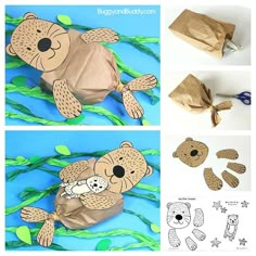 the paper bag is made to look like a bear