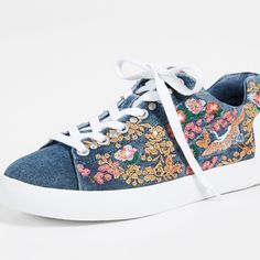 Sold Out Ash Shoes, Multicolor Floral Print Slip-on Sneakers, Denim Sneakers, Embroidered Denim, Ash, Women Shoes, Sneakers, Women Shopping, Red