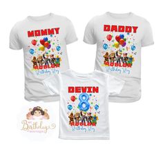 - Roblox Birthday Boy family matching shirts!  Please read entire description before purchasing for important information. ITEM DESCRIPTION: - Beautiful White Roblox family shirts. - They are Gildan brand, and they run true to size. - Unisex regular cut shirts - please choose from dropdown menu. - Color of shirt can be selected from the dropdown menu. We can make any other color combination, please contact us with details. Embellishment is made out of Direct to Film (this method is more durable Family Matching Custom Print Birthday Shirt, Family Matching Shirt With Character Print For Birthday, Family Matching Sublimation Print T-shirt For Birthday, Family Matching T-shirt With Sublimation Print For Birthday, Cotton Shirt With Sublimation Print For Birthday, Birthday Crew Shirts, Roblox Birthday Party, Shirts Roblox, Roblox Birthday