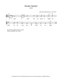 sheet music with the words awake awake