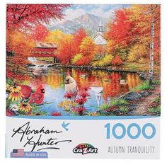 a puzzle box with an image of autumn tranquility