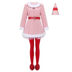 SpecificationType: Elf Jovie Pink Dress Christmas Cosplay Costume for WomenSource: Elf MovieCharacter: JovieComponents: Dress, hat, leggings, belt, shoe coversInventory: Made to Order Items. The handling time is about 10-15 days.Occasion: Halloween, Cosplay, Comic Cons, Theme Parties, Carnival, etc.WASHING NOTICE: Hand wash in cold water recommend. Squeeze out excess water, then dry naturally. For leather, we do not recommend cleaning Size ChartNote: Our size charts are different, please be sure to choose a cosplay costume according to our size chart on every product page, please check the size information carefully. If you have any questions, please feel free to let us know and we will help you! Jovie Elf Costume, Jovie Elf, Sesame Street Halloween Costumes, Ricky Bobby, Christmas Cosplay, Elf Costume, Bonnie N Clyde, Dress Christmas, Christmas Costume