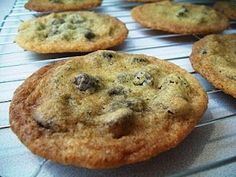 chocolate chip cookies cooling on a wire rack