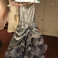 Grey With Silver Details Kids' Dresses, Fancy Dress, Colorful Dresses, Formal Dresses, Grey, Silver, Dresses, Color