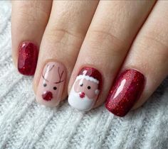 Christmas Nails With Santa, Xmas Nail, Christmas Nail Ideas, Santa Nails