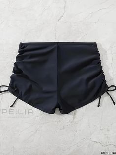 Peilia - Womens High Waisted Drawstring Swim Bottoms, Stretchy and Comfortable Boxer Shorts, Plain Black Design - Ideal for Swimming, Swimwear & Clothing Black Drawstring Pool Bottoms, Swimwear Outfit, Boxer Shorts, Swim Bottoms, Plain Black, Black Design, Swim Shorts, Swimming, High Waisted