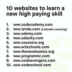 a poster with the words 10 web sites to learn a new high paying skill