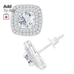 in stock Macy's Silver Cubic Zirconia Earrings, Macy's Jewelry With Halo Design For Gifts, White Macy's Earrings For Anniversary, White Earrings From Macy's For Anniversary, Macy's White Earrings For Anniversary, White Sapphire, Birthstone, Halo, Sapphire