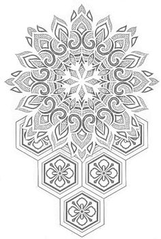 an intricate snowflake design in black and white